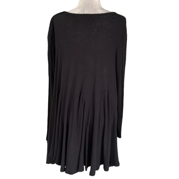 Free People Black Long Sleeve Swing Trapeze Linen Cotton Blend Mini Dress - S - Picture 5 of 11